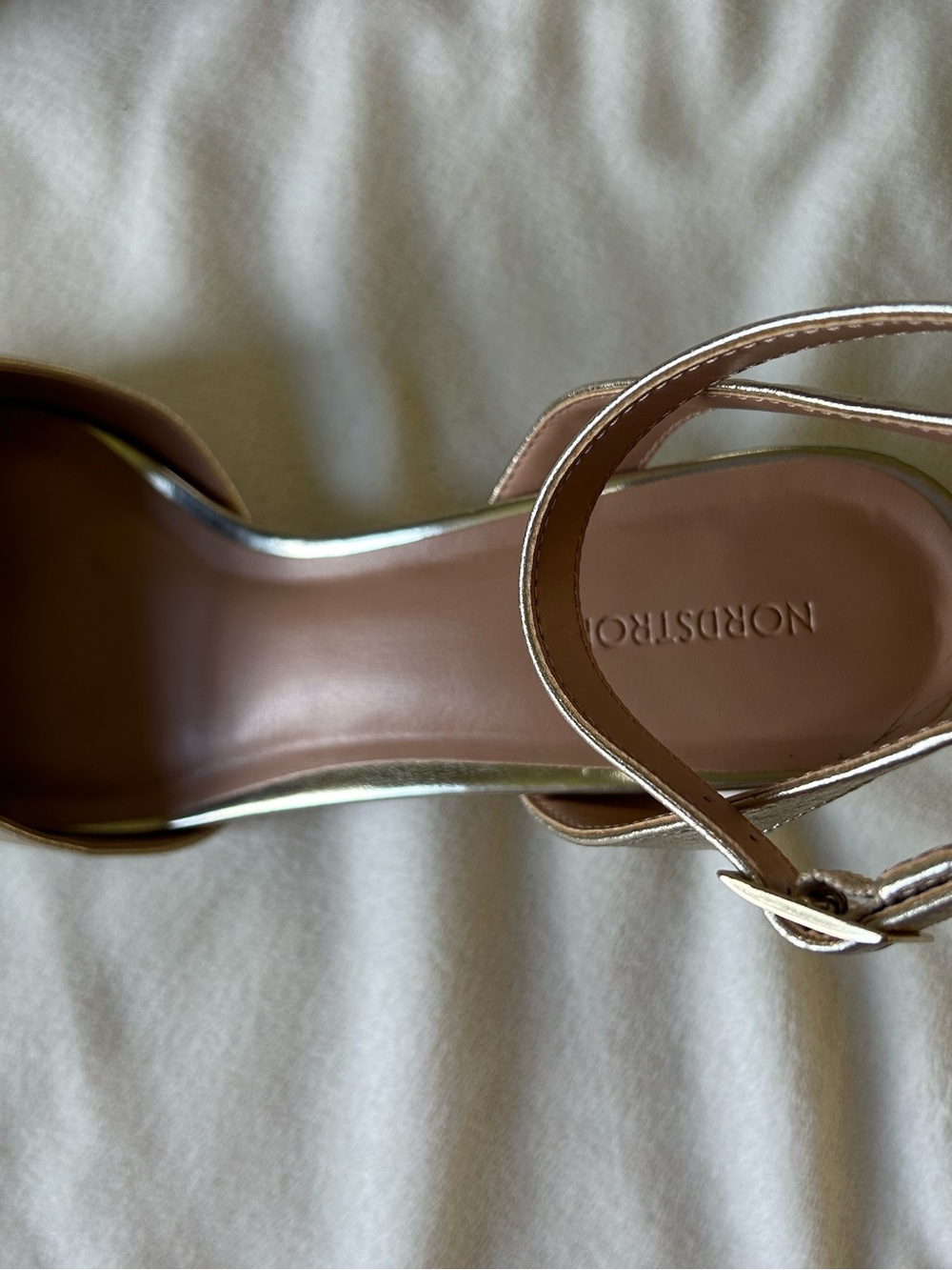 Nordstrom Metallic Gold Pointed-Toe Ankle-Strap Pumps - Picture 5 of 5